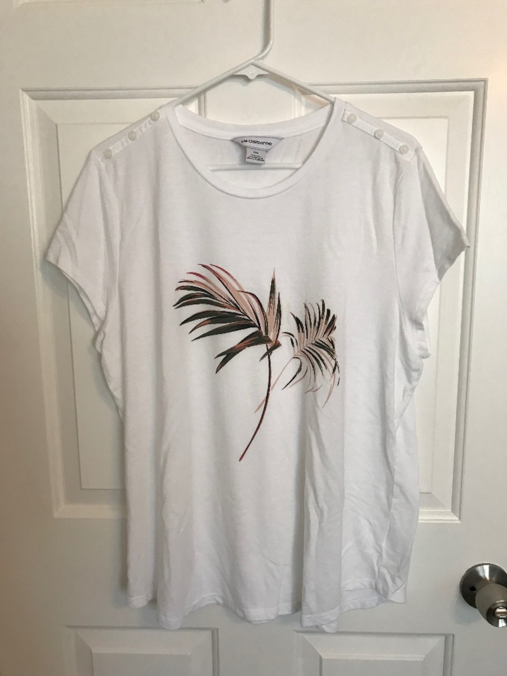 Liz Claiborne Palm Leaf Grafic T-Shirt Top Size XXL White